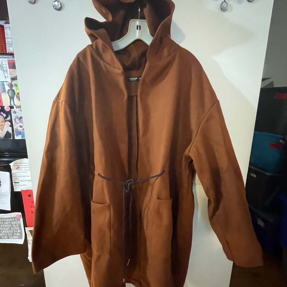 SHEIN Curve Rust Hooded Coat
